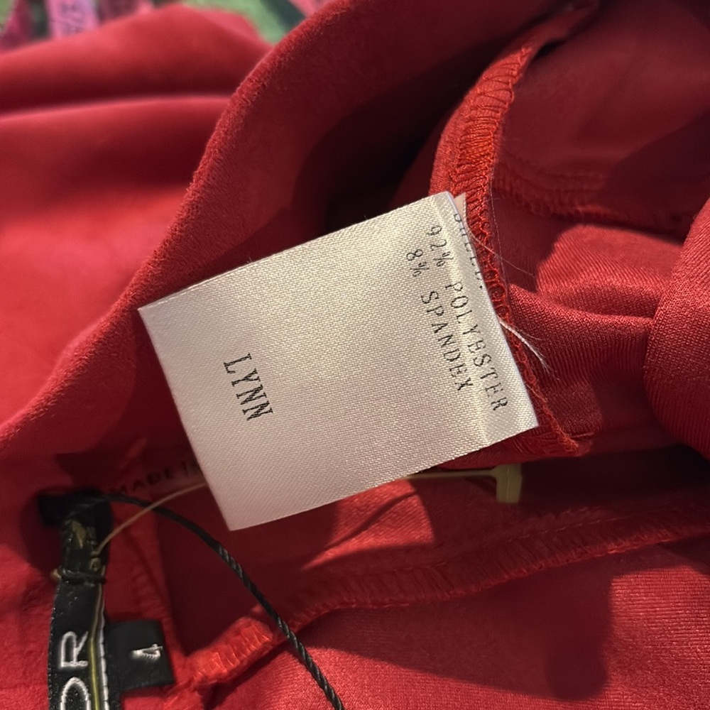 NWT $130 sz 4 Lior Paris red faux suede pants 949 - Picture 7 of 7